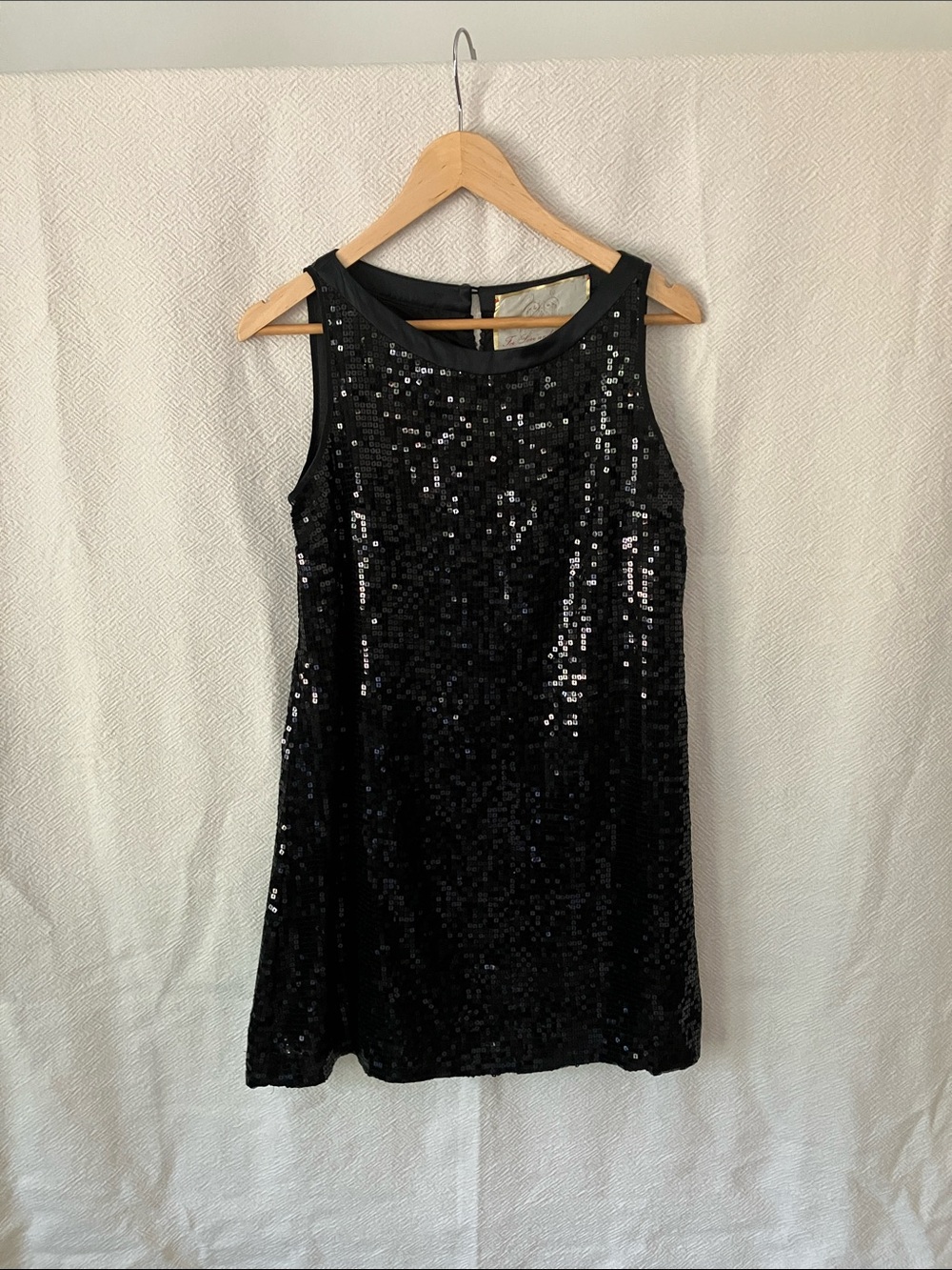For Love and Liberty Black Sequin A Line Shift Dress Silk Lined